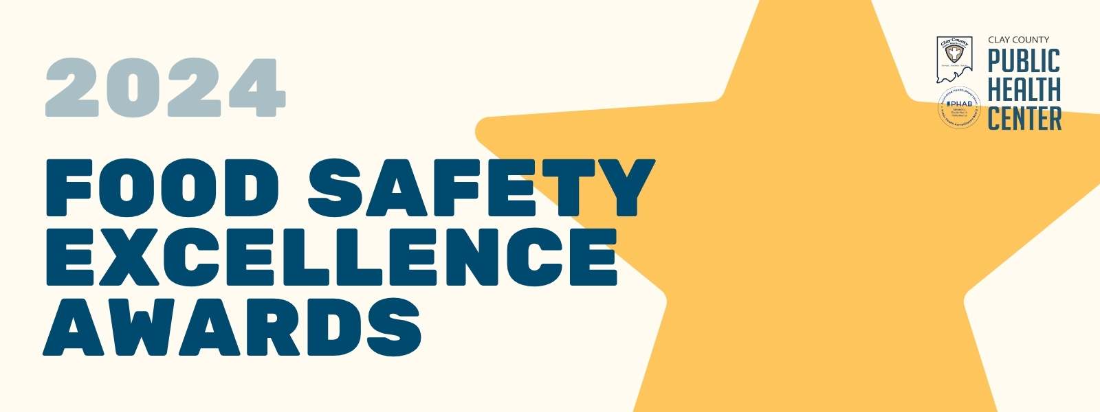 Food Safety Excellence Awards 2024 yellow background with gold star and navy text
